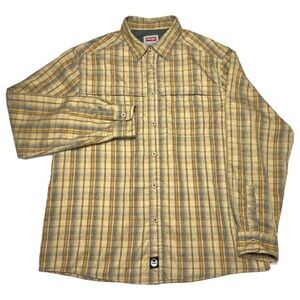 Wrangler Regular Fit Plaid Performance Camp Shirt Men (XL) Roll Sleeve UPF 30